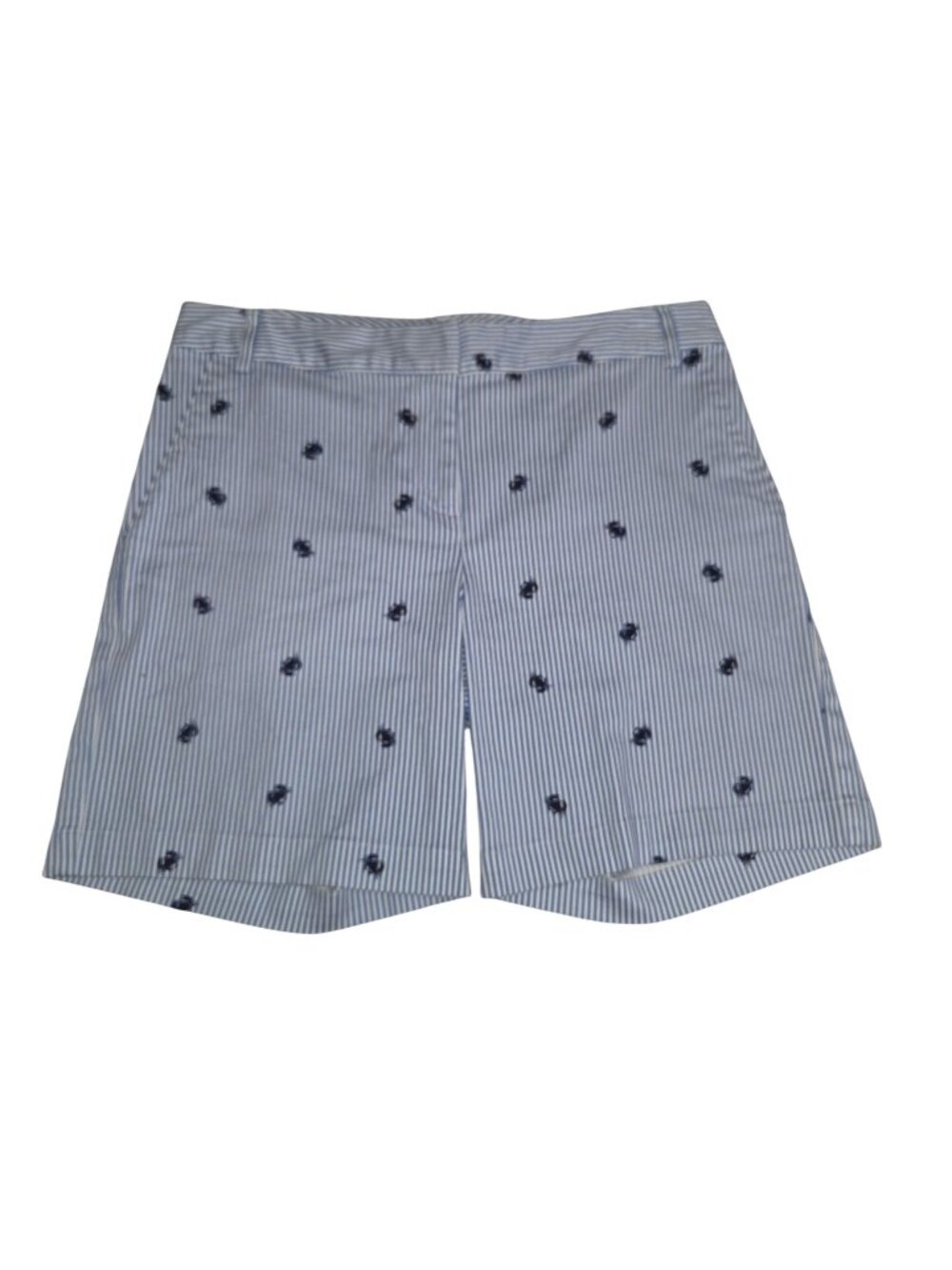 Izod Womens 2cStriped Blue Shorts Crab Print  Cotton Blend 3542